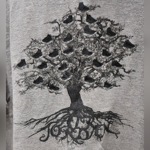 AIR Jordan Shoe Tree T-shirt 100% Cotton Gray 3XL XXL Family Tree Vintage Jordan - Picture 3 of 4